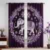 2pcs Thai Elephant Print Curtains - Vibrant Floral & Geometric Design, Blackout Fabric, Rod Pocket Hanging, Machine Washable