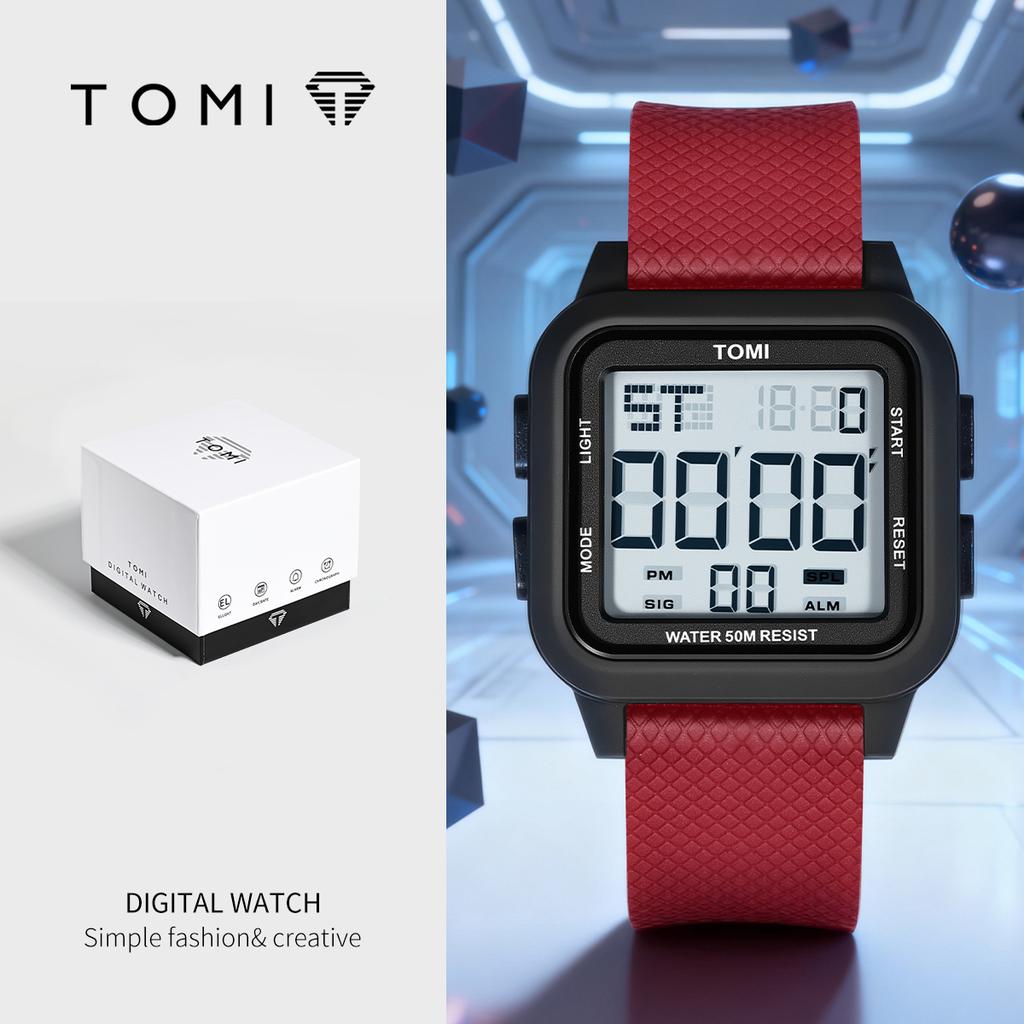 TOMI electronic digital watch new gift box luminous men's electronic watch simple and casual student sports watch holiday gift 4