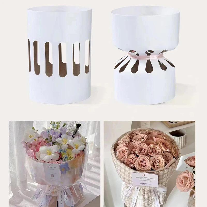 10Pcs Kraft Paper round Bouquet Flowers Package Stereotype Rose Lining Wrapping Paper for Flower Shop Auxiliary Tool