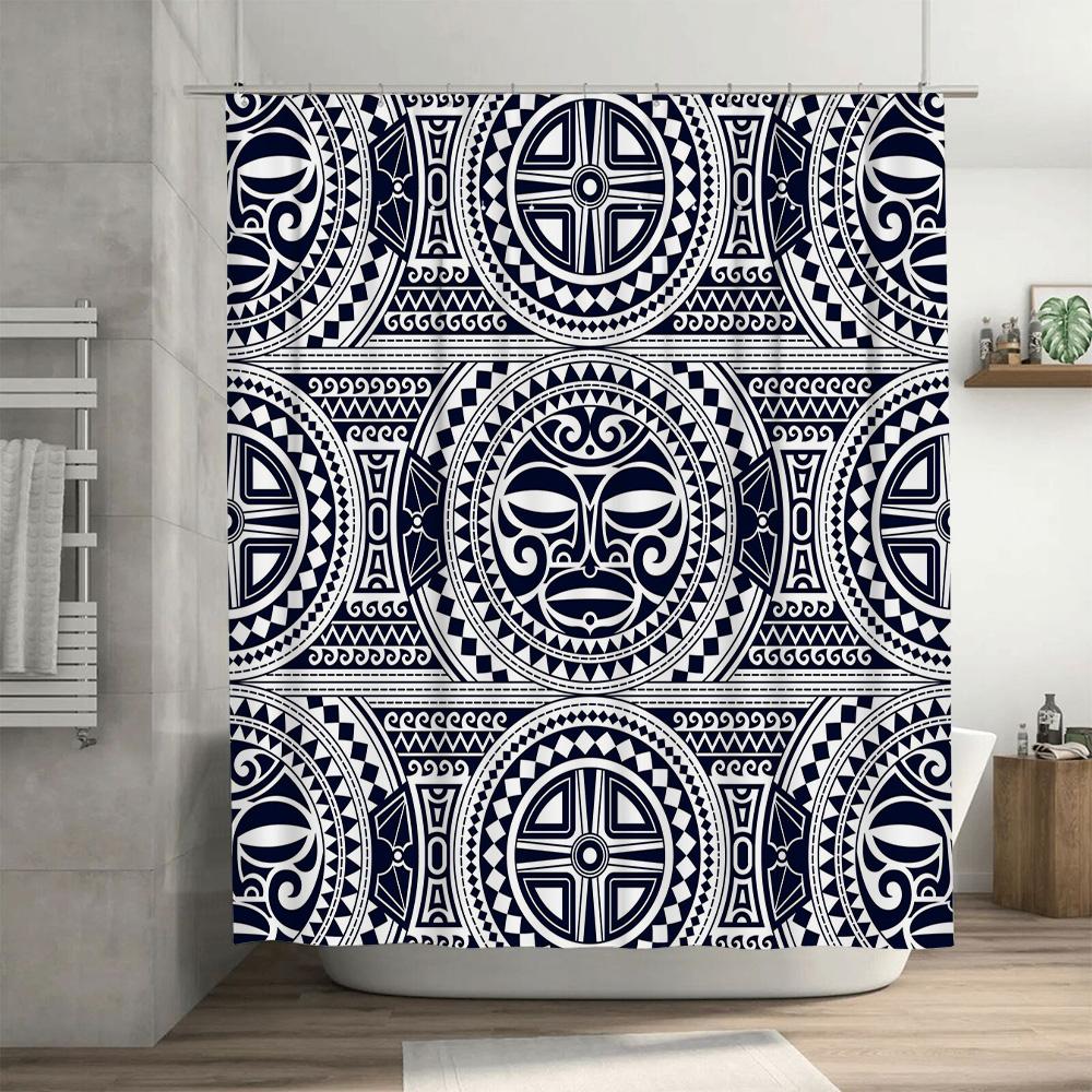 Modern Blue and White Pattern Shower Curtain Fabric Waterproof Bath Decor for Home Decoration 72x84 inches