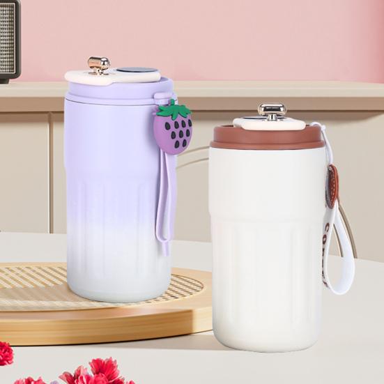 Вакуумная термокружка с дисплеем температуры 450 мл, термокружка из нержавеющей стали для горячих напитков, герметичная крышка, легко моется, портативная, для путешествий, кофе