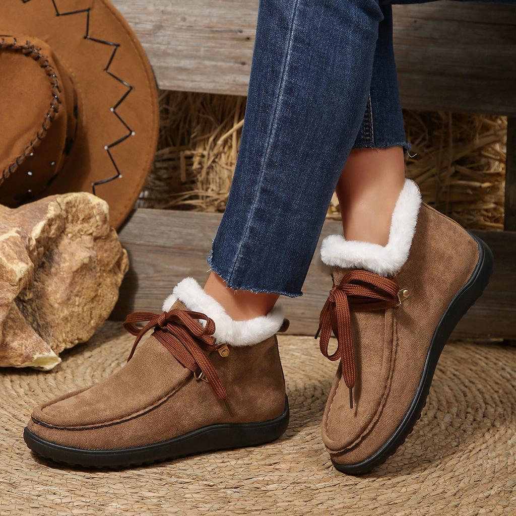 Мода Новые Женские Зимние Ботильоны Слипоны Замшевые Снежные Ботинки Плюшевые Повседневные Меховые Теплые Хлопковые Туфли Уличные Повседневные Женские Туфли на Плоской Подошве