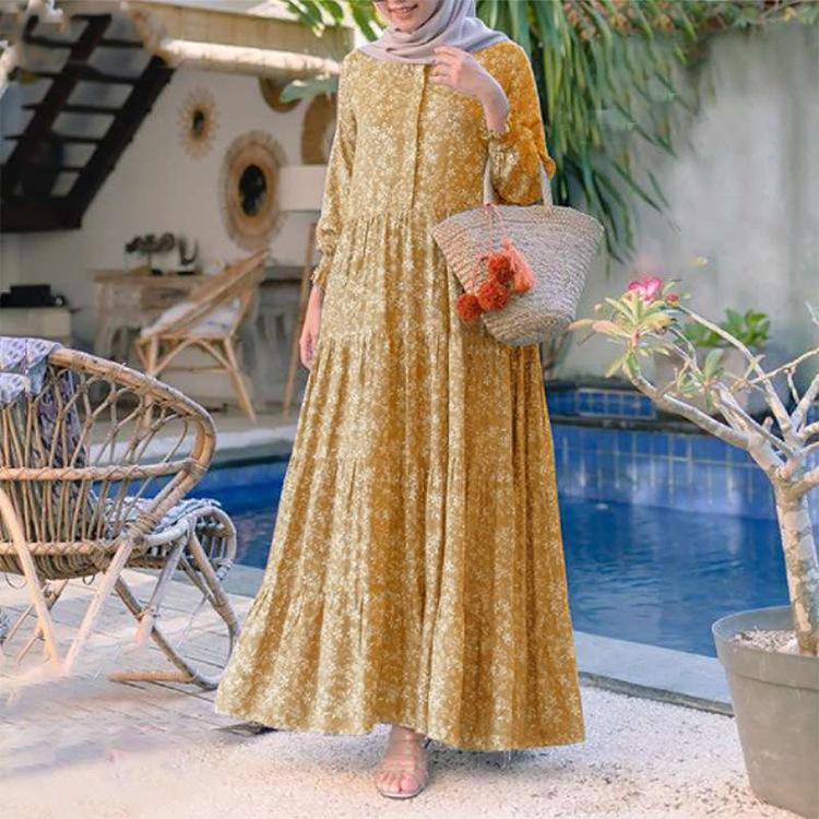 Womens Retro Islamic Abaya Muslim Maxi Dress Jilbab Dubai Party Formal Long Robe
