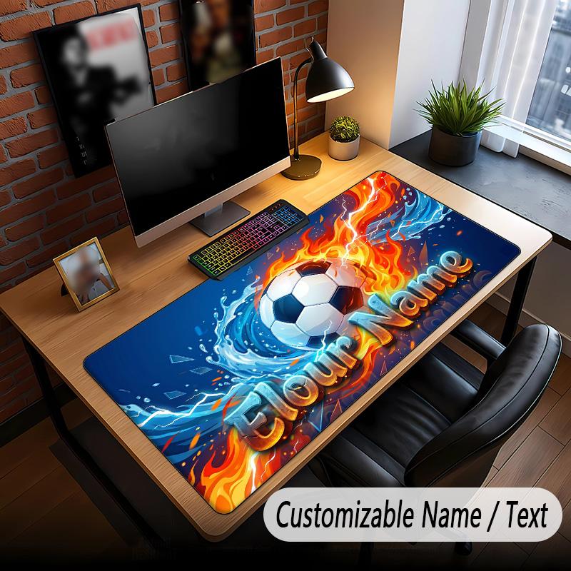 Soccer Theme Custom Mouse Pad Personalized With Name Text Customized Desk Mat For Office Home Decor