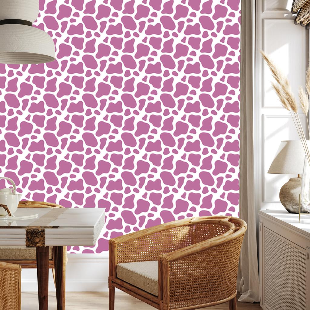 Cow Patches Wallpaper, Purple and White, Purple Background, 50x1000