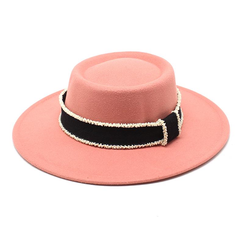 Xiaoxiangfeng шерстяная фетровая шляпа детская литературная бисерная цепочка лента вогнуто-выпуклая цилиндр однотонная универсальная шляпа-тазик прилив