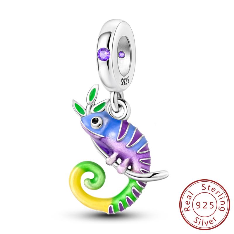 Медные Шармы Бусины Милые Шармы-Хамелеоны в форме Огненного Дракона Подходят для Оригинальных Подвесок Браслет Сделай Сам Женские Ювелирные Изделия Подарок