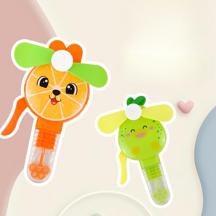 1 шт., креативный милый мультяшный фруктовый ручной вентилятор, создатель пузырей, 2 в 1, летний уличный портативный детский мини-пластиковый ручной вентилятор, игрушка