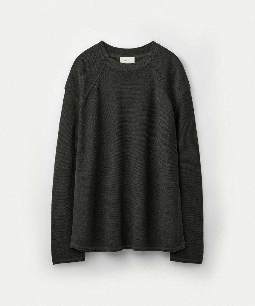 UMARMUNG Korean Paper & Boucle Shoulder Pannel Pullover_Charcoal