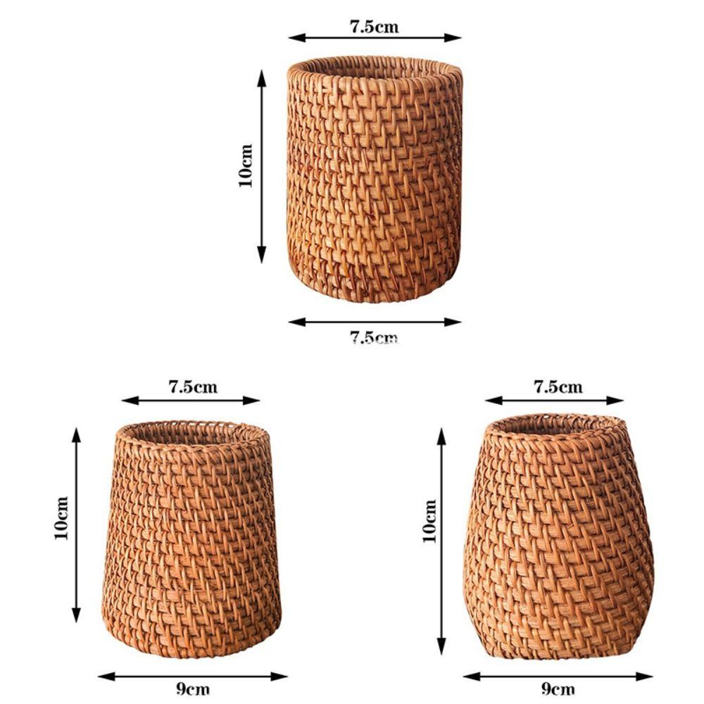 Handmade Pencil Holder Rattan Sundries Storage Basket New Pen Container