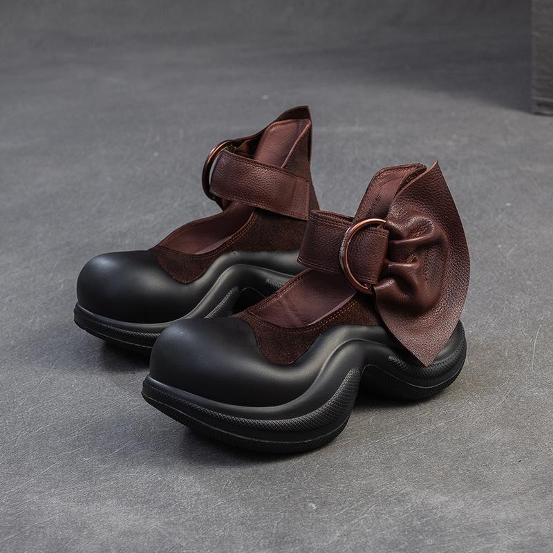 Johnature Удобные босоножки на платформе из натуральной кожи, увеличивающие рост, в стиле колледжа, женские туфли