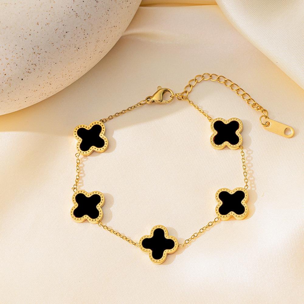 Популярный женский браслет с четырехлистным клевером, простые украшения на удачу, четырехлистный клевер, ракушка, прилив, индивидуальный дизайн ювелирных изделий