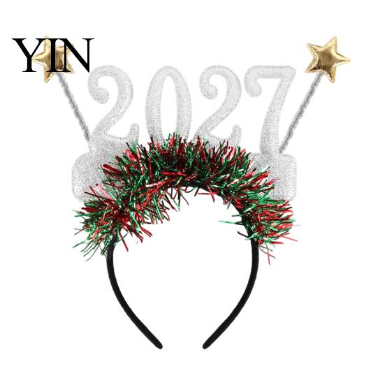 2027 Digital Headband Hair Hoop, Non-Slip with Adjustable Star And Number Design, New Year Eve Hoop Holiday for Christmas Parties Adults Kids
