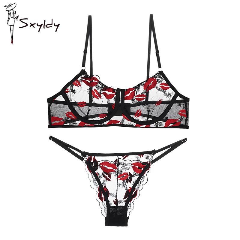 Французские Сладкие Сексуальные Сетчатые Комплекты Бюстгальтеров Красивая Цветочная Вышивка Цветочные Стринги
