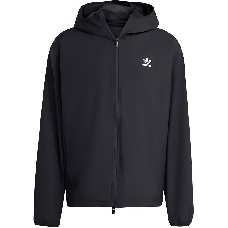 adidas Originals Trefoil Essentials Unisex Hooded Woven Jacket Black JW1055