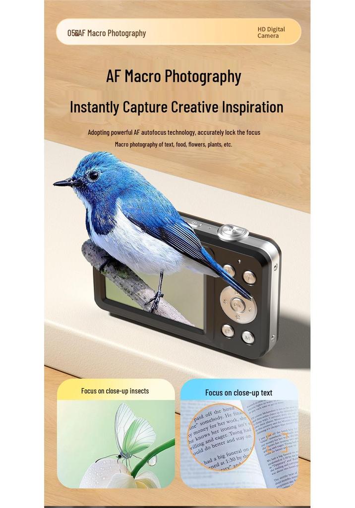 Retro Card-Sized HD CCD Camera for Students and Travel Photography