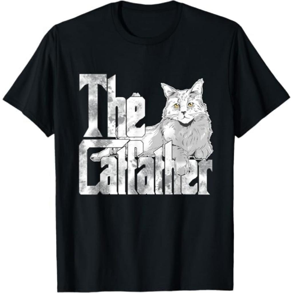 The Catfather Maine Coon Cat Father Mafia Whiskers Daddy T-Shirt Khan Mens Womens Tank Top Sweatshirt Hoodie Longsleeve 312 Black