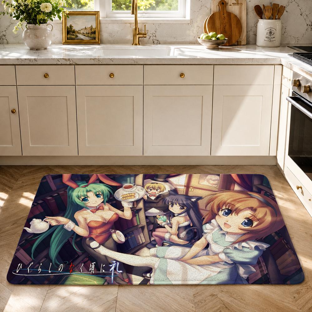 H-Higurashi When They Cry Аниме Коврик для пола Фланелевый Нескользящий Моющийся Мягкий Впитывающий Ковер Для Ванной Кухни Спальни Домашний Декор