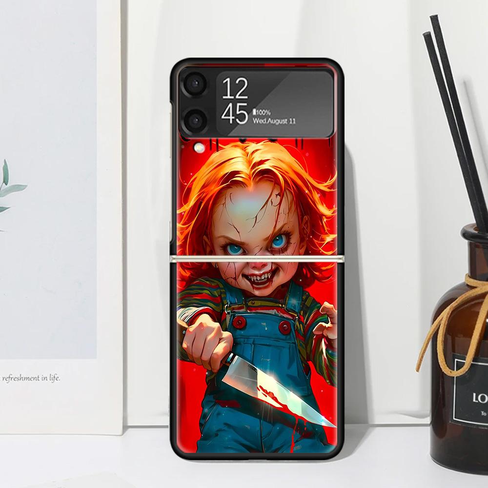 Чехол для телефона Chucky Doll Horror Movie для Samsung Galaxy Z Flip 7 6 5 4 3 5G Flip3 Flip4 Flip5 ZFlip6 ZFlip7 Черный Fundas Ga