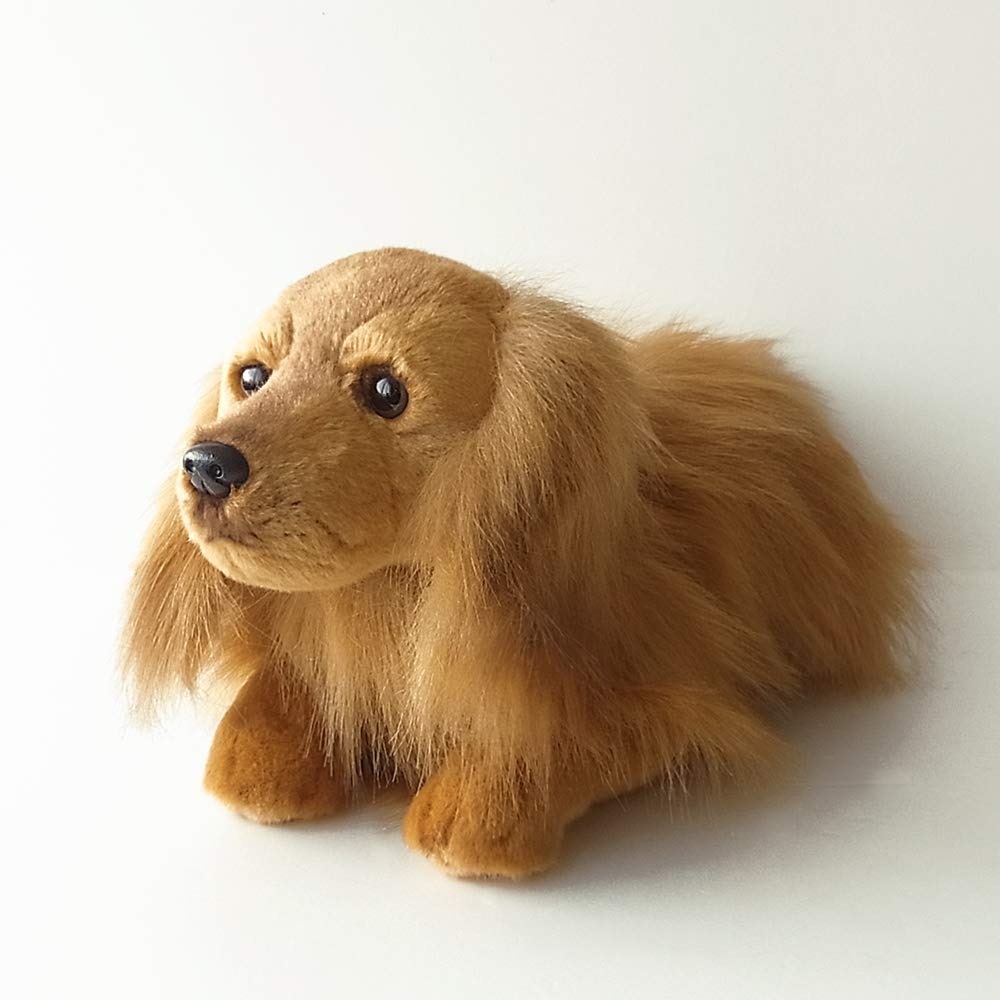 Realistic Nini and Kino Plush Toy Dog Realistic Lying Dog Total Length Approximately 40cm Pet Long [Stuffed Dog] (Dachshund Red)
