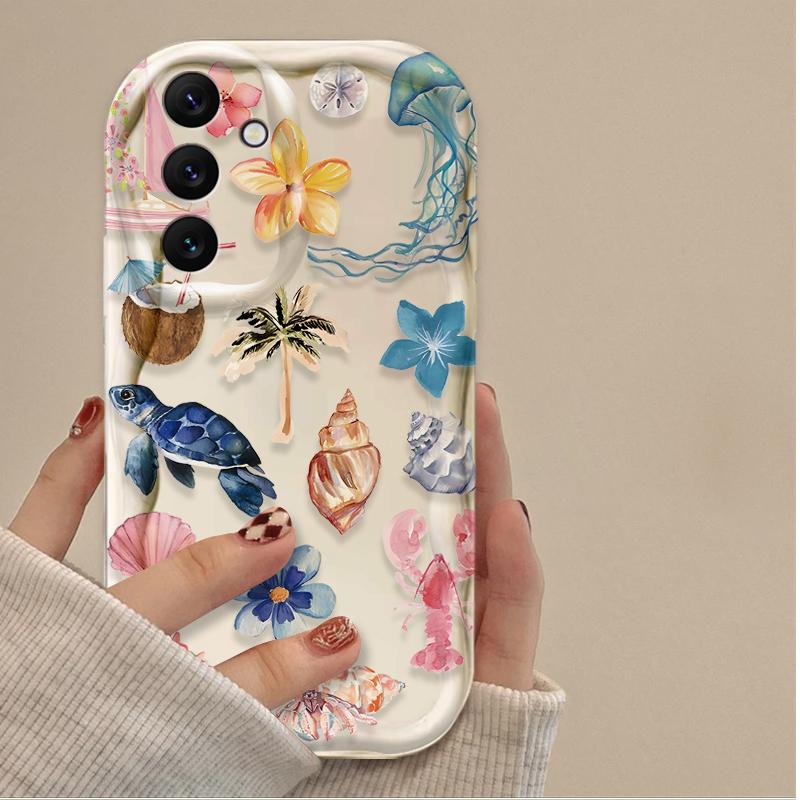 Чехол для телефона с морскими организмами для Samsung Galaxy A16 A06 A55 A35 A25 A15 A05 A05S A54 A34 A24 A14 A73 A53 A33 A23 A13 A52 A32 A22