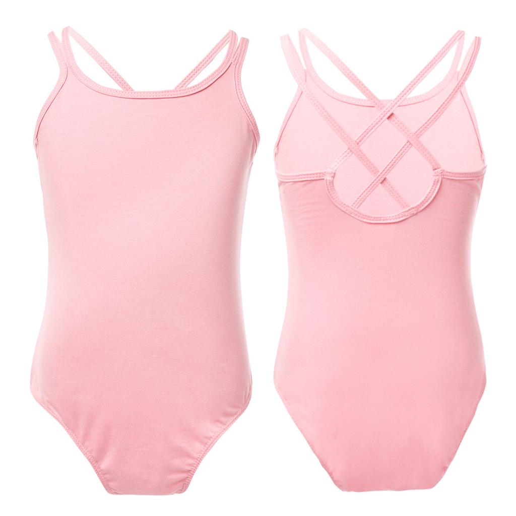 Kids Girls Crisscross Back Spaghetti Strap Ballet Dance Wear Gymnastics Leotard Dancing Costume