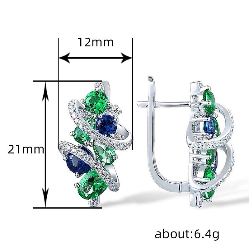 Fashion inlaid zircon earrings for women, geometric line ear buckles, new design sense light luxury high-end earrings