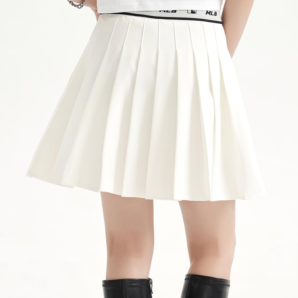 MLB Boston Red Sox Sports Lifestyle Embroidered Logo Trendy High-Waisted Pleated Casual Skirt Women skirts Ivory 3FSKB0133-43IVS