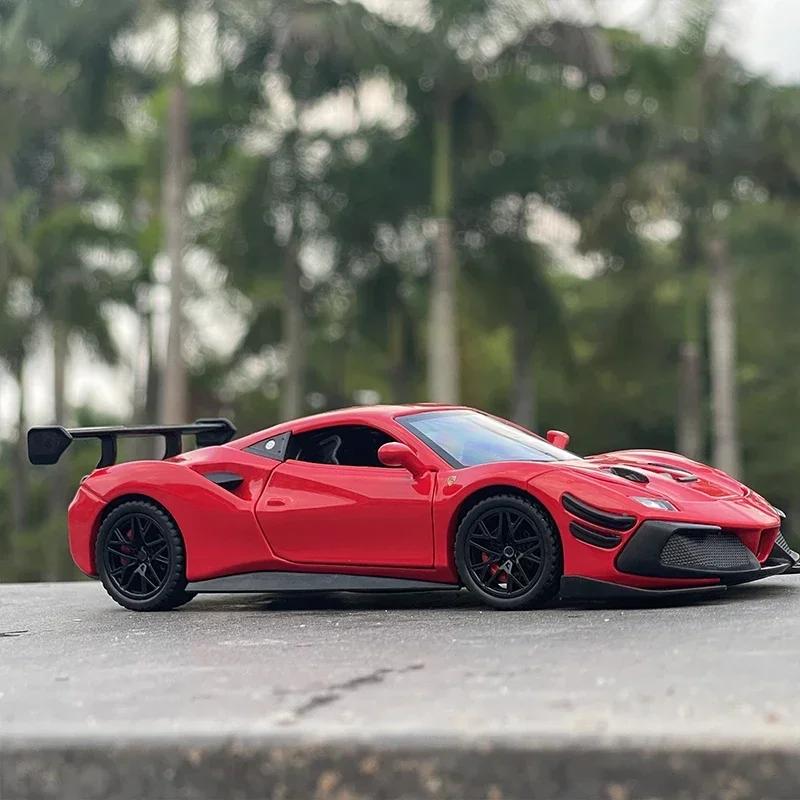 1: 32 суперкара Ferrari 488 со звуком и светом, литой автомобиль, инерционный, детские игрушки, модные игрушки для детей HL6