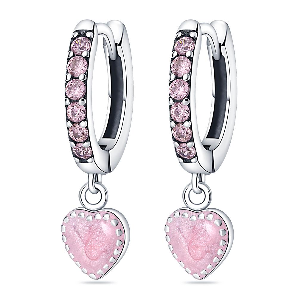 Серьги из серебра S925 Стиль Серия 'Сердце Любви' Женские Серьги-Кольца Праздничные Свадебные Изящные Украшения для Девочек Подарки