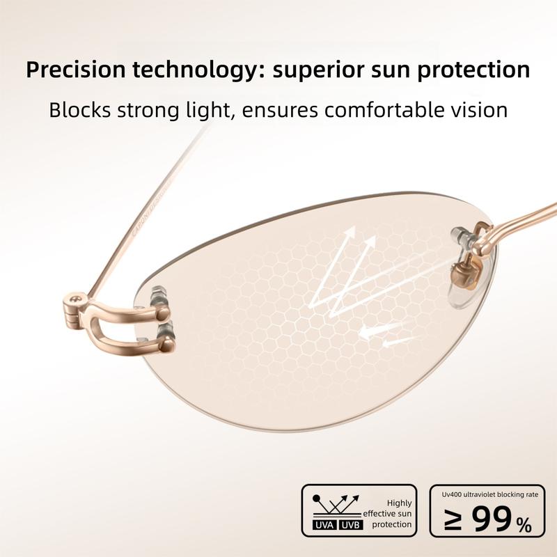 CAPONI New Rimless Women Cat Eye Glasses Fashion Outdoor Tourism and Vacation Titanium Original Design UV400 Sunglasses CP35051