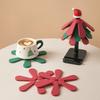 Christmas Tree Silicone Trivet Heat Resistant Pot Holder for Hot Pans Non-Slip Foldable Mat