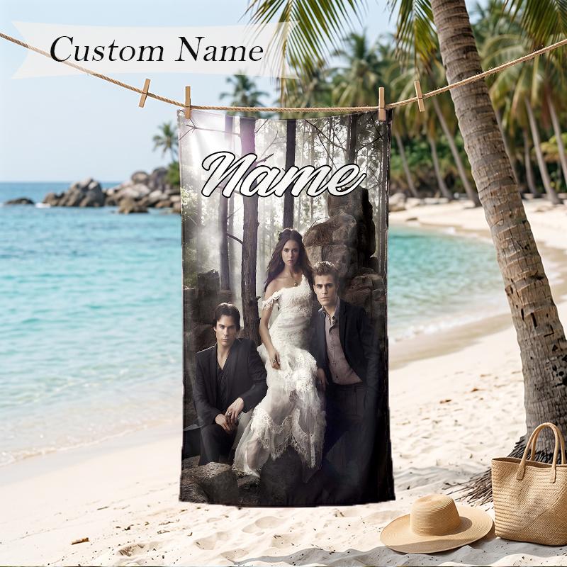 The Vampire Diaries Custom Name Printed Beach Towel Personalized Soft Towel For Swimming Beach Travel