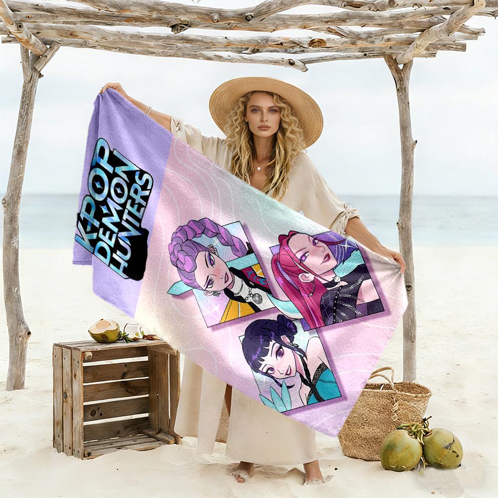 Demon Hunter Girls2 Beach Towel Quick-Dry Soft Microfiber Comfortable Lightweight Portable for Swimming,Beach,Camping, Travel