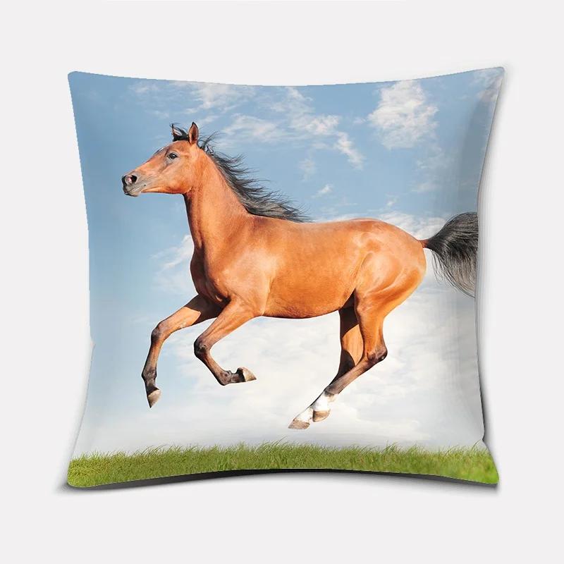Модная классическая квадратная наволочка, скачущая лошадь, великолепный узор. Чехол на подушку для дивана в гостиной, чехол для подушки