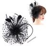 Mesh Flower Wedding Fascinator Hat Alice Headband Clip Tea Party Headband Feathers Hair Clip