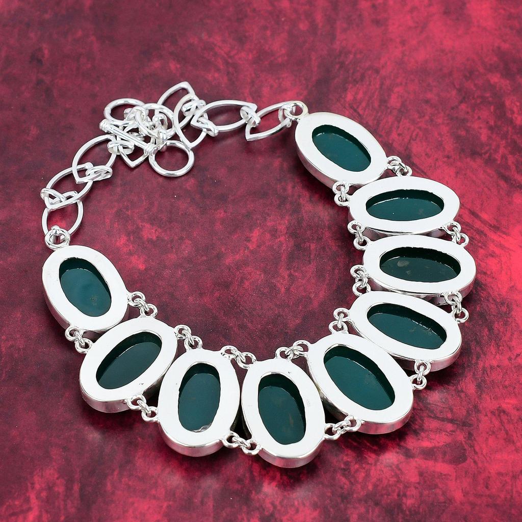 Ожерелье из зеленого оникса Ювелирные изделия ручной работы из драгоценных камней, ожерелье из стерлингового серебра 925 пробы, ювелирные изделия уникального дизайна, регулируемое ожерелье-цепочка