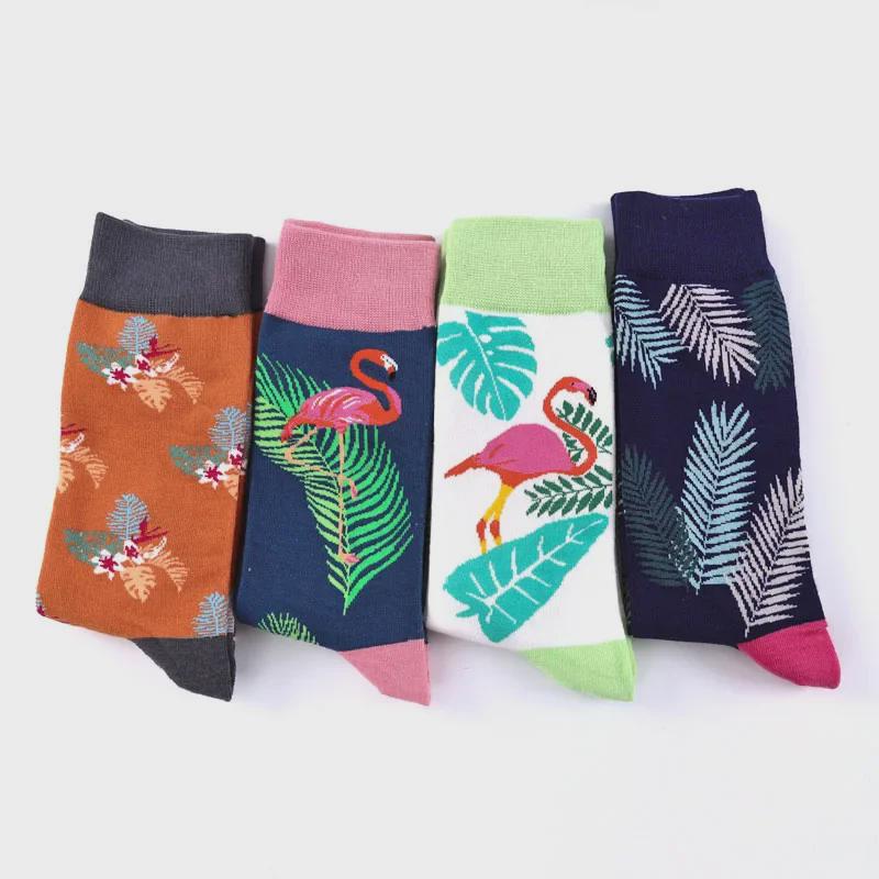 Flamingo Cotton Mid-Tube Men's Ethnic Trend Socks, Large Size, Cross-Border Hot Sale