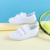 Детская комнатная белая обувь мужская и женская одинаковая нескользящая парусиновая обувь на мягкой подошве, детсадовская верхняя одежда одноклассники на липучках