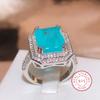High Quality Pink/blue/Green Zircon Paraiba Ring for Women Party Jewelry Engagement Ring Anniversary Gift  Silver Jewelry