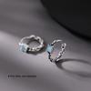 S925 Sterling Silver Sugar Cube Earrings with Personalized Blue Diamond Chain – Retro Distressed High-End Design
