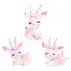 Kawaii Pink Sleeping Deer Figurine Cartoon Deer Birthday Cake Decor  Office