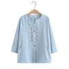 Embroidered Cotton Shirt Women's Large Size Spring and Autumn Tops, High-end Western Style Bottoming Shirt, Mother Shirt