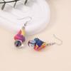 New soft pottery shiitake mushroom glazed beads cute personalized earrings, transparent simulated colored mushroom ear hooks