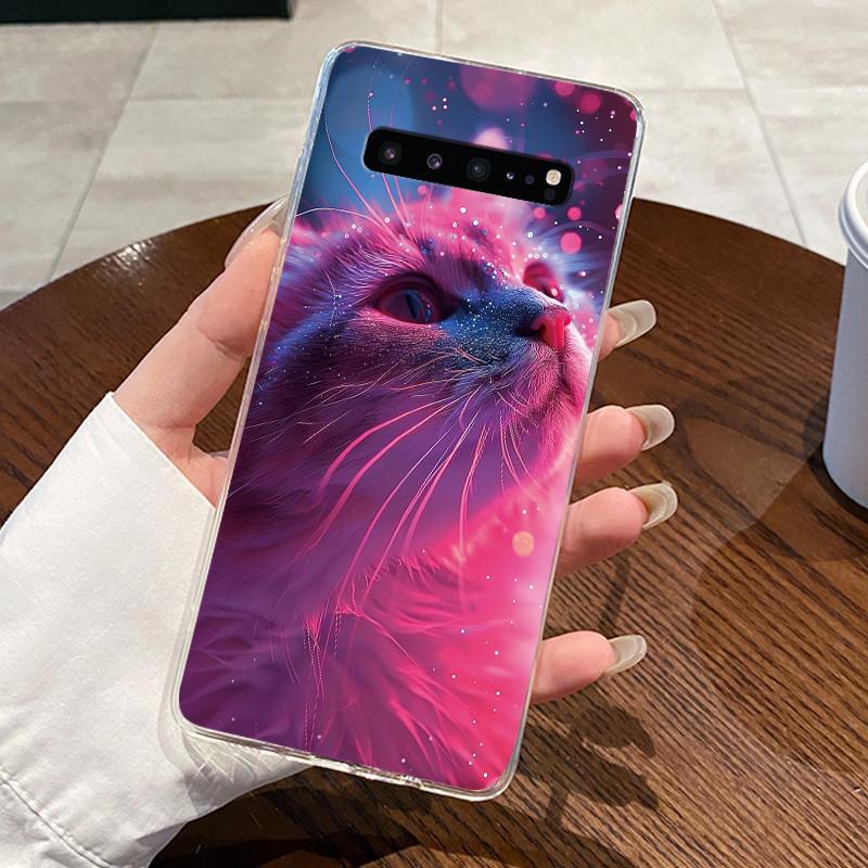 Гелевый чехол для Samsung Galaxy S10 5G SM-G977B Fundas Прозрачный силиконовый мягкий ТПУ задняя крышка Милый кошка кролик сердце Защитный чехол
