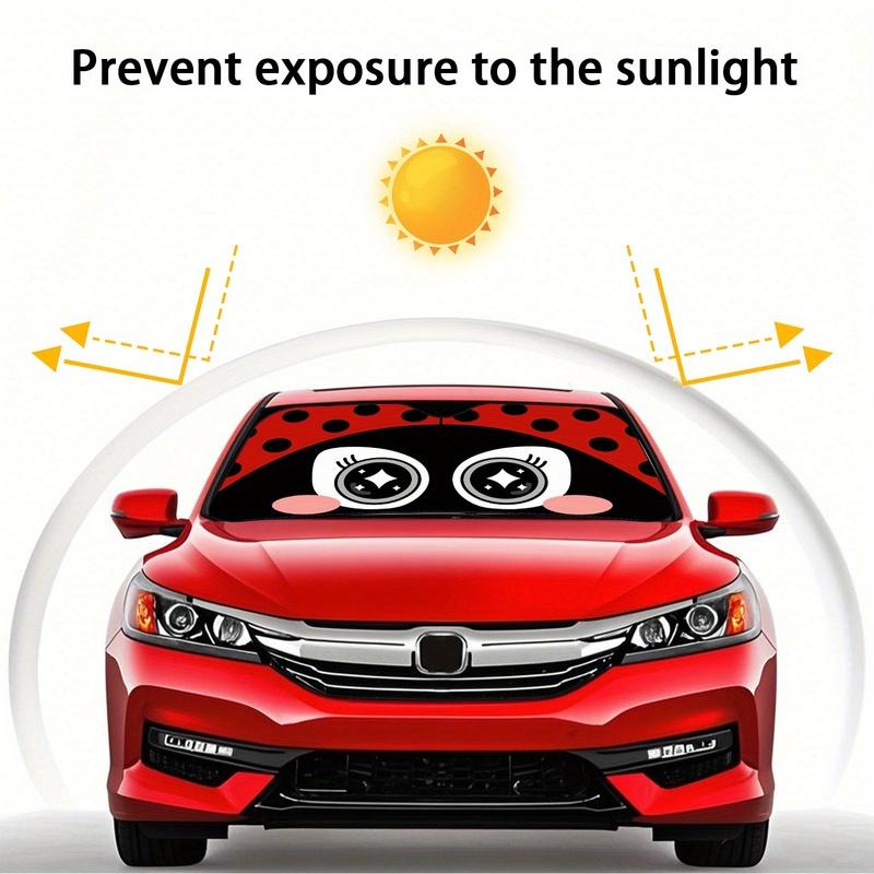 Cute Ladybug Car Windshield Sunshade Red Black with White Dots Foldable for Cars Auto Accessory Car Sunshade Front Windshield