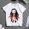 Аниме Клинок, рассекающий демонов Kimetsu No Yaiba Принт Детская футболка Летняя Свободная С коротким рукавом Белая Женские топы Мальчик Девочка Футболки Детские блузки