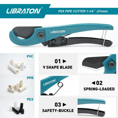 LIBRATON PVC Cutter Set, 42mm Outer Diameter, Ratchet Type, PVC Cutter, 32mm Outer Diameter, Resin Cutter, Deburring Tool, Heavy-Duty Cutting, Pipe Cu