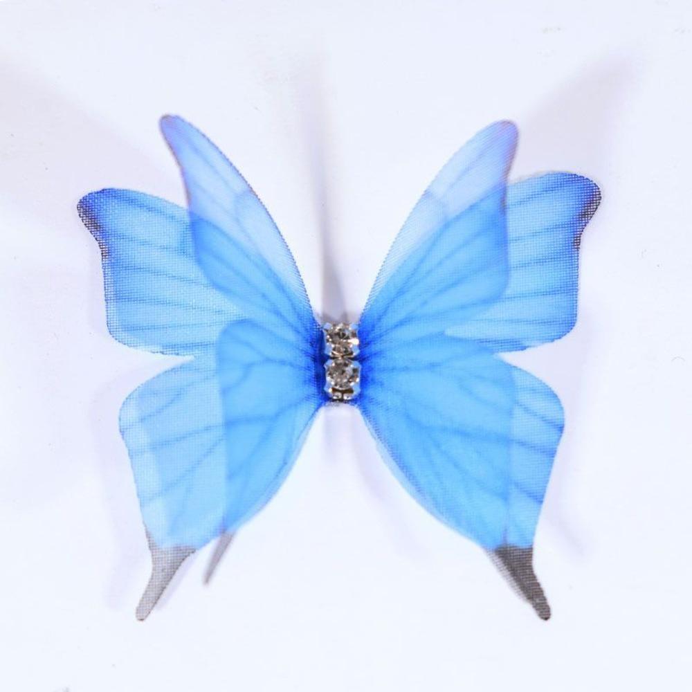 50 шт. Аппликации-бабочки из органзы градиентного цвета, аксессуары для заколок для волос