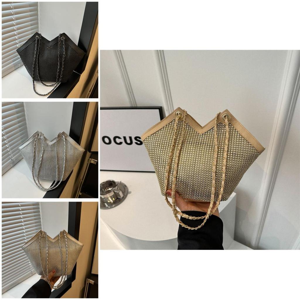 Модная сумка большой вместимости со стразами 2024 весна-лето новая повседневная стильная на плечо тоут